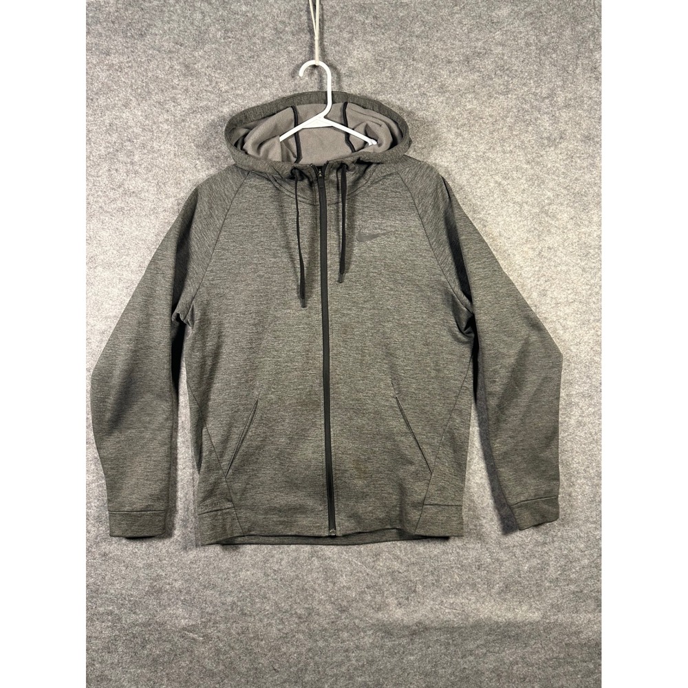 Nike Dri-FIT Full Zip Gray Hoodie Jacket Mens Medium Training Activewear‎